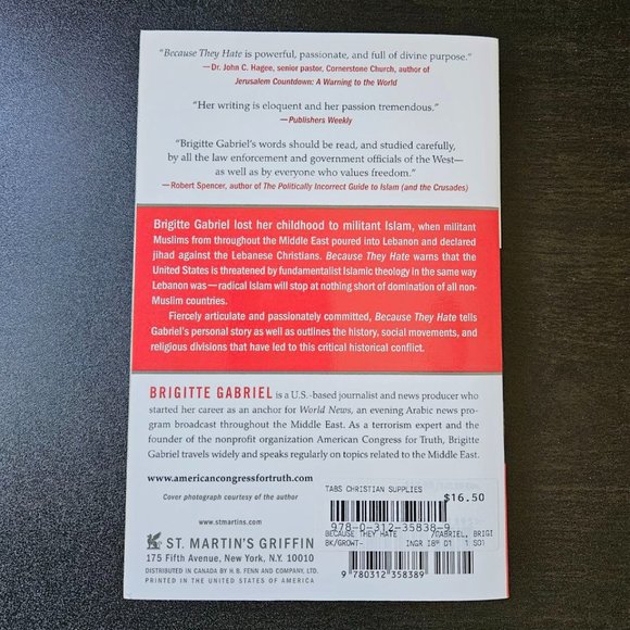 4/$20 Because They Hate: A Survivor of Islamic Terror‎ Warns America - Paperback - Picture 5 of 5
